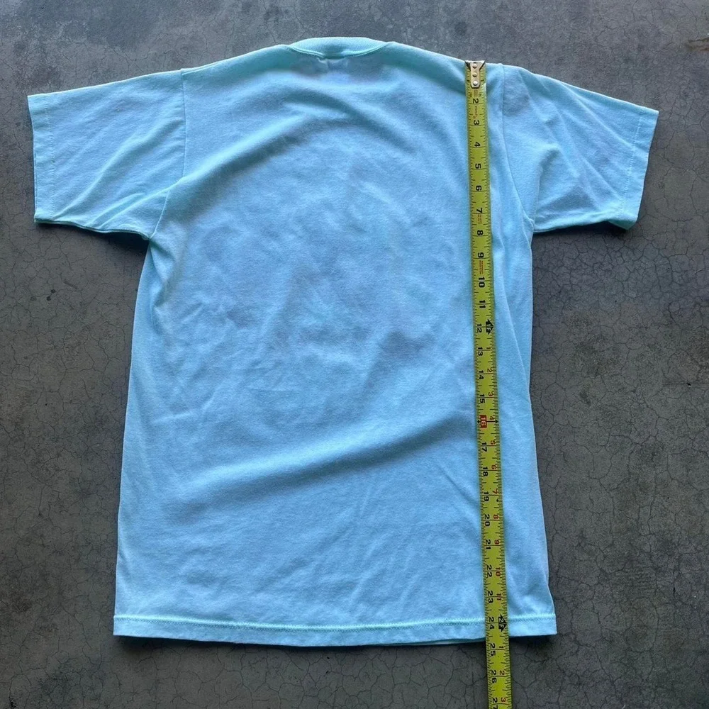 Vintage 1991 Alaska train blue graphic tee Single stitch Jerzees medium